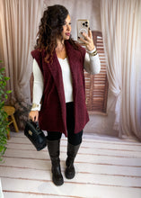 Charger l'image dans la galerie, Veste sans manches ceinture camel bordeaux JADI (36 au 44)