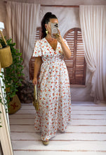 Charger l'image dans la galerie, Robe blanche fleuri orange ASTER dos nu  (34 au 46 ) New
