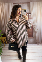 Charger l'image dans la galerie, Chemise rayée rose/kaki VERA (40 au 48)