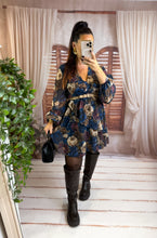 Charger l'image dans la galerie, Robe courte fleuri bleu LORIE (36 au 42)