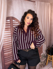 Charger l'image dans la galerie, Polo rayé bordeaux CAPUCINE (34 au 42)