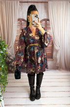 Charger l'image dans la galerie, Robe courte fleuri bordeaux LORIE (36 au 42)
