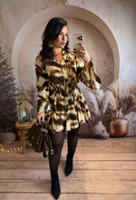 Charger l'image dans la galerie, Robe patineuse chocolat/beige AMBRE (34 au 42)