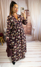 Charger l'image dans la galerie, Robe prune fleuri FILIPA (36 au 46)
