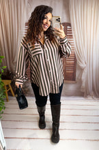 Charger l'image dans la galerie, Chemise rayée rose/kaki VERA (40 au 48)