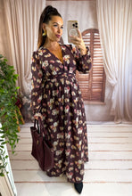 Charger l'image dans la galerie, Robe prune fleuri FILIPA (36 au 46)