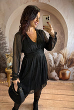 Charger l'image dans la galerie, Robe courte noir liseré pailleté MAÉLYS (36 au 48)⭐️