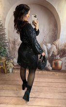 Charger l'image dans la galerie, Robe à sequins noir MEGARA (36 au 48)