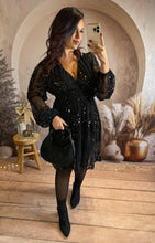Charger l'image dans la galerie, Robe courte noir fluide sequins VAL (36 au 48)⭐️