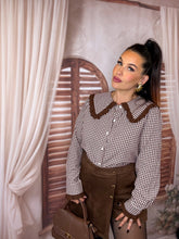 Charger l'image dans la galerie, Chemise vichy col Claudine chocolat ANNE (36 au 48)