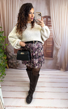 Charger l'image dans la galerie, Jupe courte plissée fleurie violet AUDREY (34 au 42)
