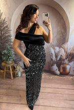 Charger l'image dans la galerie, Robe longue velours et sequin argenté REESE (34 au 40)