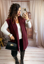 Charger l'image dans la galerie, Veste sans manches ceinture camel bordeaux JADI (36 au 44)