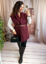Charger l'image dans la galerie, Veste sans manches ceinture camel bordeaux JADI (36 au 44)