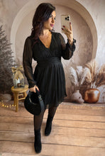 Charger l'image dans la galerie, Robe courte noir liseré pailleté MAÉLYS (36 au 48)⭐️