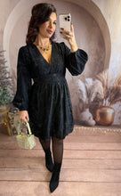 Charger l'image dans la galerie, Robe noir motif argenté ARIEL (36 au 48)