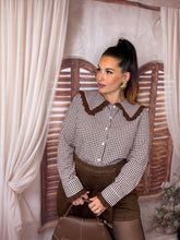 Charger l'image dans la galerie, Chemise vichy col Claudine chocolat ANNE (36 au 48)