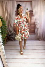 Charger l'image dans la galerie, Robe courte fleuri orange ARWEN (40 au 48) New reste taille 4xl