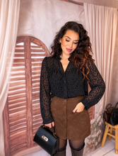 Charger l'image dans la galerie, Chemise léopard velours noir ALIZÉA (36 au 48)