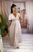 Charger l'image dans la galerie, Robe blanche fleuri orange ASTER dos nu  (34 au 46 ) New