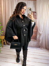 Charger l'image dans la galerie, Poncho en suédine noir MARIA (36 au 48)
