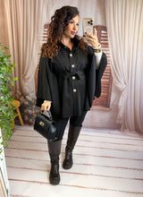 Charger l'image dans la galerie, Poncho en suédine noir MARIA (36 au 48)