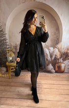Charger l'image dans la galerie, Robe courte noir liseré nacré LORENA (36 au 48)⭐️
