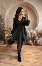 Charger l'image dans la galerie, Robe courte noir liseré nacré LORENA (36 au 48)⭐️