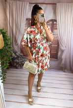 Charger l'image dans la galerie, Robe courte fleuri orange ARWEN (40 au 48) New reste taille 4xl