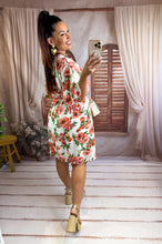 Charger l'image dans la galerie, Robe courte fleuri orange ARWEN (40 au 48) New reste taille 4xl
