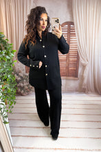Charger l'image dans la galerie, Ensemble cosy gilet long + pantalon noir ANNAÉ (36 au 42)