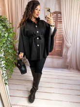 Charger l'image dans la galerie, Poncho en suédine noir MARIA (36 au 48)