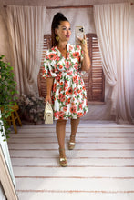 Charger l'image dans la galerie, Robe courte fleuri orange ARWEN (40 au 48) New reste taille 4xl