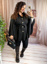 Charger l'image dans la galerie, Poncho en suédine noir MARIA (36 au 48)