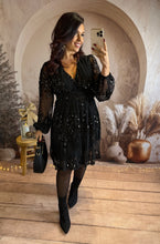 Charger l'image dans la galerie, Robe courte noir fluide sequins VAL (36 au 48)⭐️
