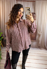 Charger l'image dans la galerie, Chemise large vichy bordeaux SYLVIE (40 au 48)