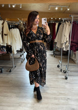 Charger l'image dans la galerie, Robe longue noir à motif BLANDINE (40 au 48)