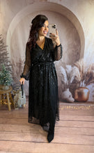 Charger l'image dans la galerie, Robe longue à sequins noir fendu ALICE (36 au 40)