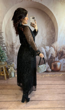 Charger l'image dans la galerie, Robe longue à sequins noir fendu ALICE (36 au 40)