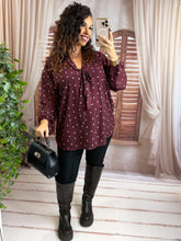 Charger l'image dans la galerie, Blouse coeur bordeaux MURIEL (38 au 48)