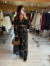 Charger l'image dans la galerie, Robe longue noir à motif BLANDINE (40 au 48)