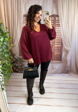 Charger l'image dans la galerie, Blouse plissé bordeaux KAMILA (38 au 48)