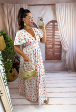 Charger l'image dans la galerie, Robe blanche fleuri orange ASTER dos nu  (34 au 46 ) New