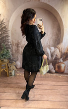 Charger l'image dans la galerie, Robe noir motif argenté ARIEL (36 au 48)