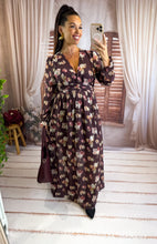 Charger l'image dans la galerie, Robe prune fleuri FILIPA (36 au 46)