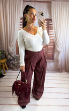 Charger l'image dans la galerie, Pantalon carreaux bordeaux LILI (36 au 40)