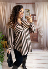Charger l'image dans la galerie, Chemise rayée rose/kaki VERA (40 au 48)