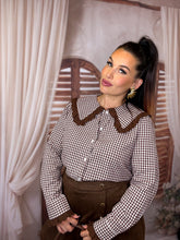 Charger l'image dans la galerie, Chemise vichy col Claudine chocolat ANNE (36 au 48)