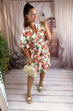 Charger l'image dans la galerie, Robe courte fleuri orange ARWEN (40 au 48) New reste taille 4xl