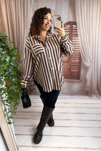 Charger l'image dans la galerie, Chemise rayée rose/kaki VERA (40 au 48)